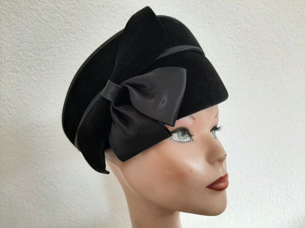 Andelaisi Haarspangen Mit Samt-Schleife – Vintage-Stil, Schwarz, Langer Schwanz, Französische Schleife