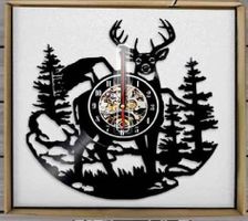Schallplatten Uhr / Reh - Hirsch - Wald