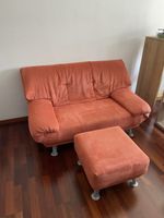 Sofa inkl. Fusshocker (orange-rötlich)