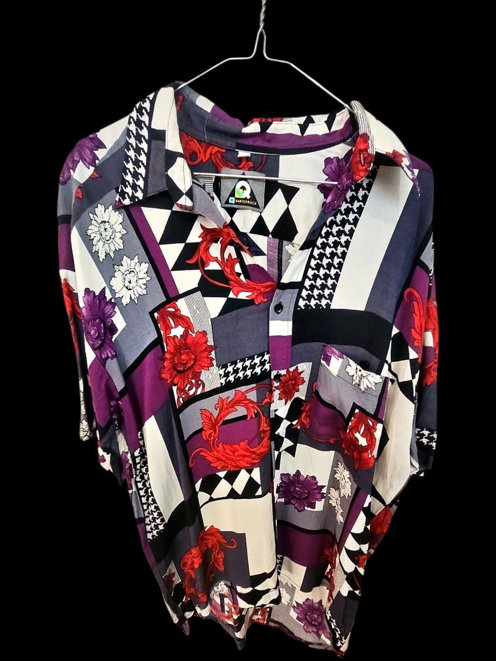 Camicette: Quarterback Buntes Gemustertes Button-Down Hemd - Geometrisc – Usato da Zug venduto da vinokilo 1