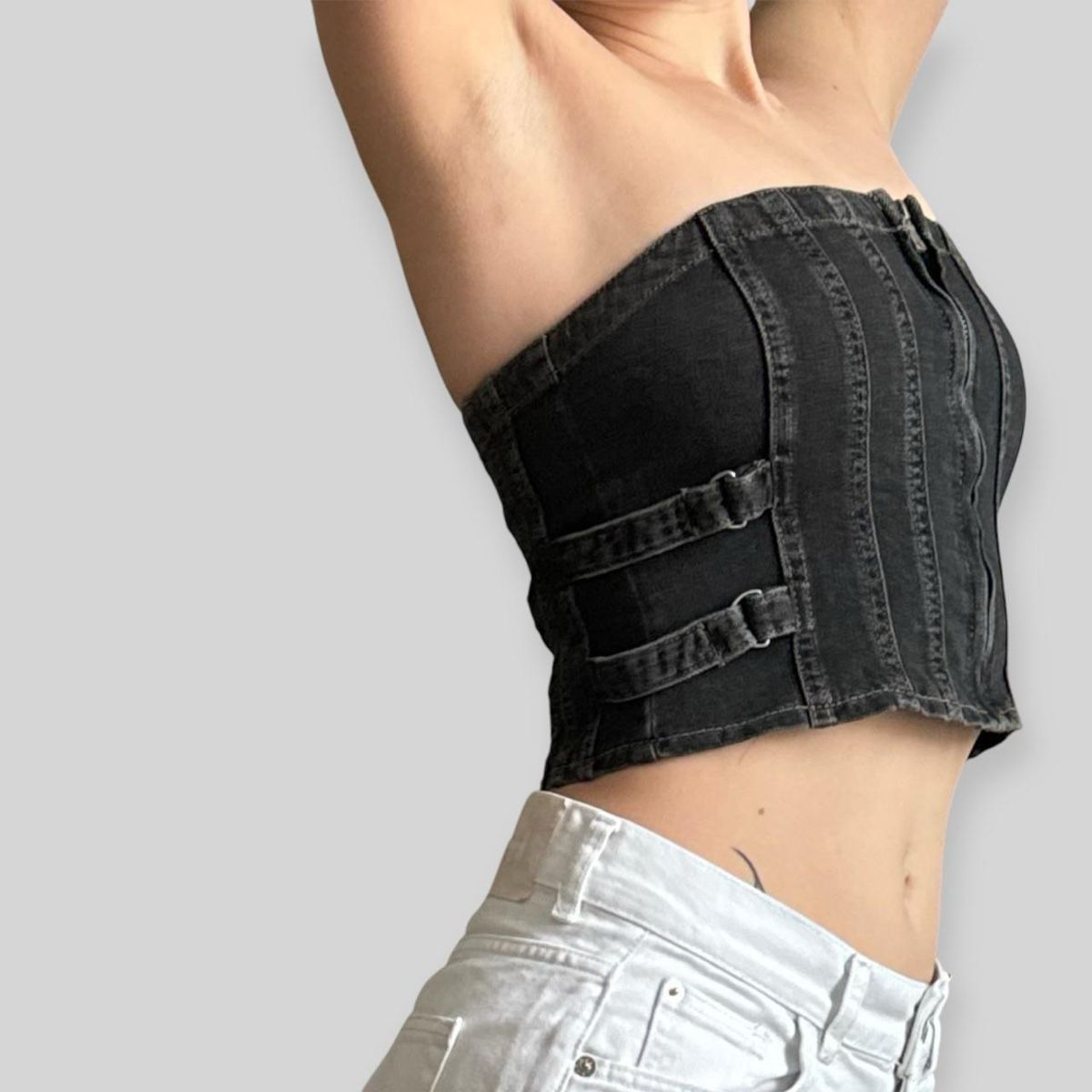 C&A Top: Top bustier noir en denim – Usato da Villeret venduto da bys_k95b 3