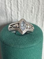 Bague vintage en argent 925  avec  topaze  bleue, taille 52