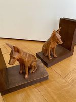 Bücherstütze Schäferhund geschnitzt 