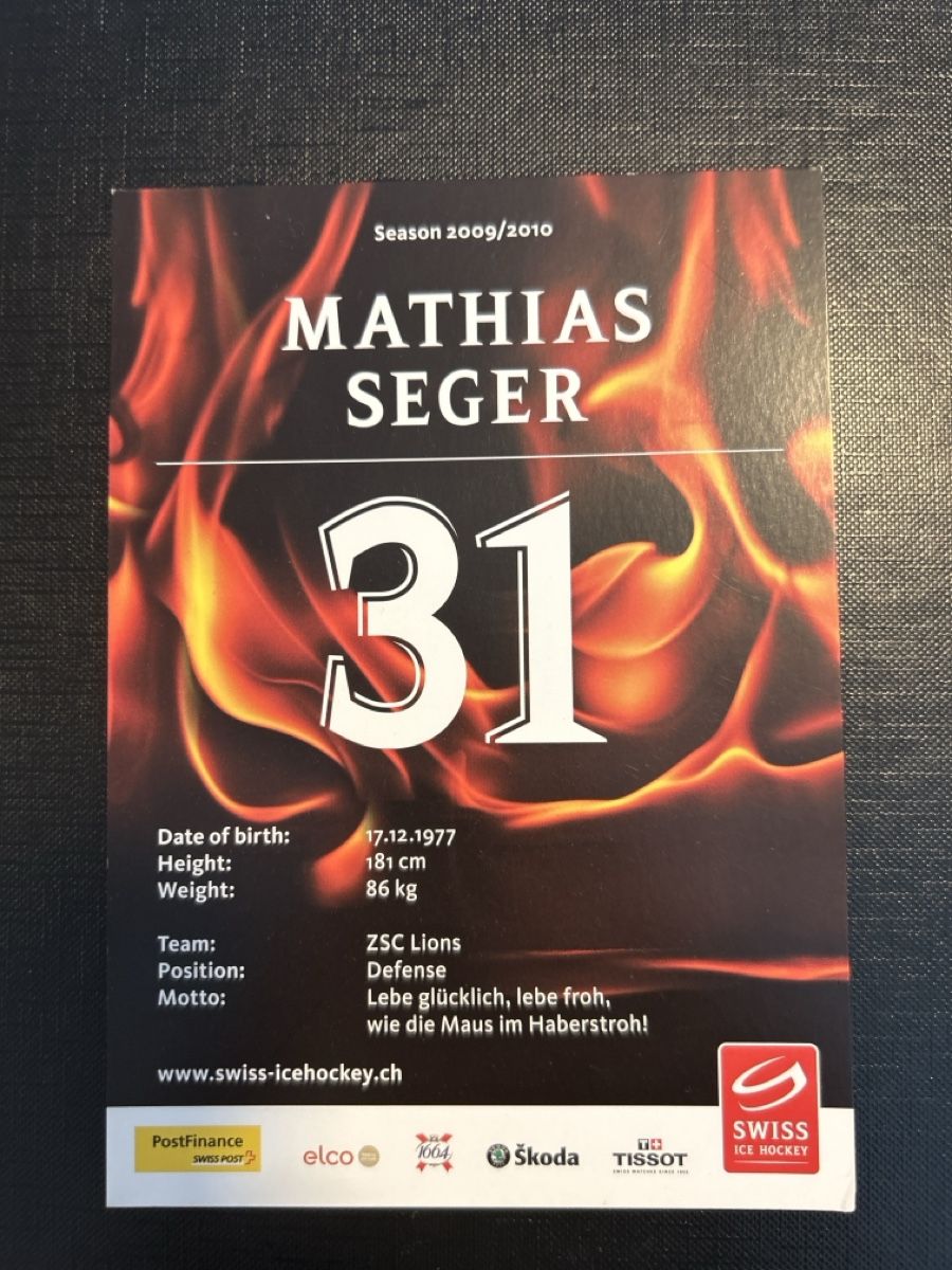 Autographes: Mathias Seger Autogrammkarte Nati – D'occasion à Langnau im Emmental par Iriss 1