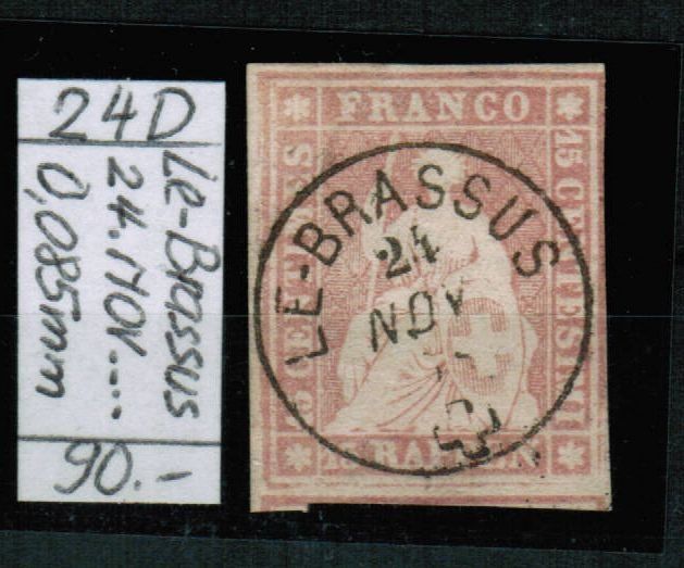 Tutti i francobolli: Strubel Nr.24D - LE-BRASSUS – Usato da Bern venduto da peri02