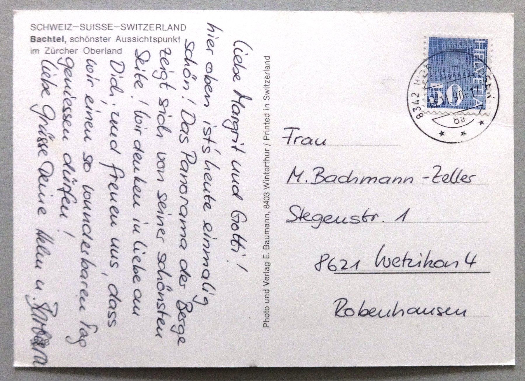 Cartoline postali: Bachtel im Zürcher Oberland – Usato da Fétigny venduto da Billy2miny 1