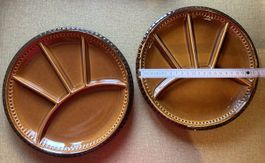 Assiette apéritif 2 pièces marron céramique 23 cm
