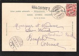 Stabstempel Waldstatt auf AK Appenzell , gel. 24.lX.1902