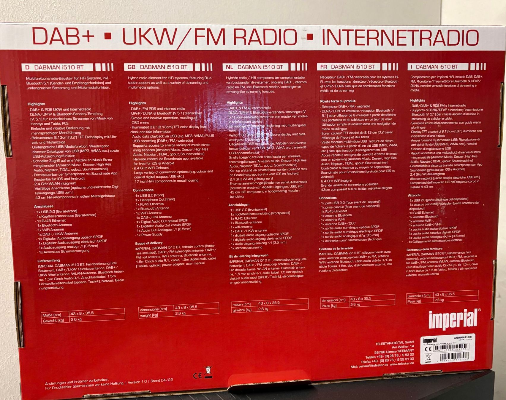 Radio: Imperial DABMAN i510 BT DAB+, FM, BT EMpfänger – Nuovo e nell'imballaggio originale da orselina venduto da Loriotech 3