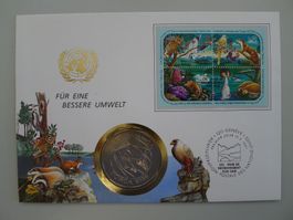 1989 Numisbrief: Für eine bessere Umwelt mit Gedenkmedaille