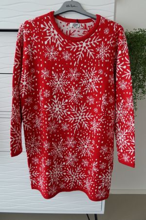 Damenpullover Grösse XL mit Wintermotiv, rot - NEU