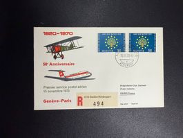 Swissair Sonderflugbrief Genf - Paris 1970