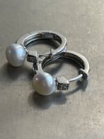 Elegante Ohrringe mit Perle, Silber 925, neuwertig! (1.6cm)