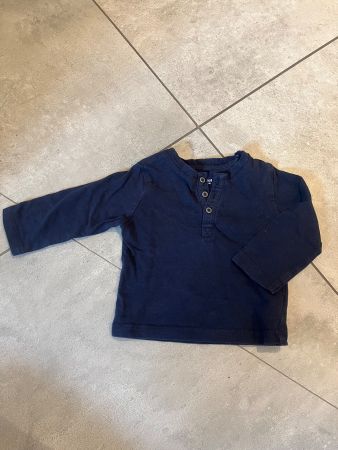 Vertbaudet, Langarmshirt, Henley Shirt, blau, Gr. 62 w. Neu
