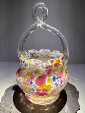 Murano Glaskorb im „End of Day“- oder Konfetti-Stil