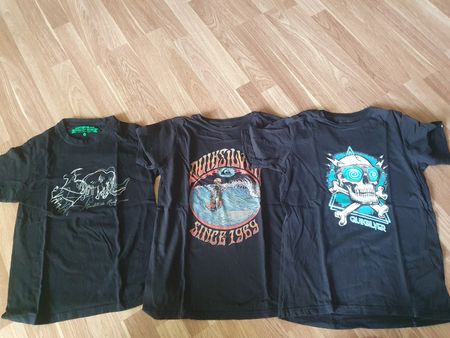 3 T-Shirts Quiksilver und Avomarks Grösse 12 schwarz