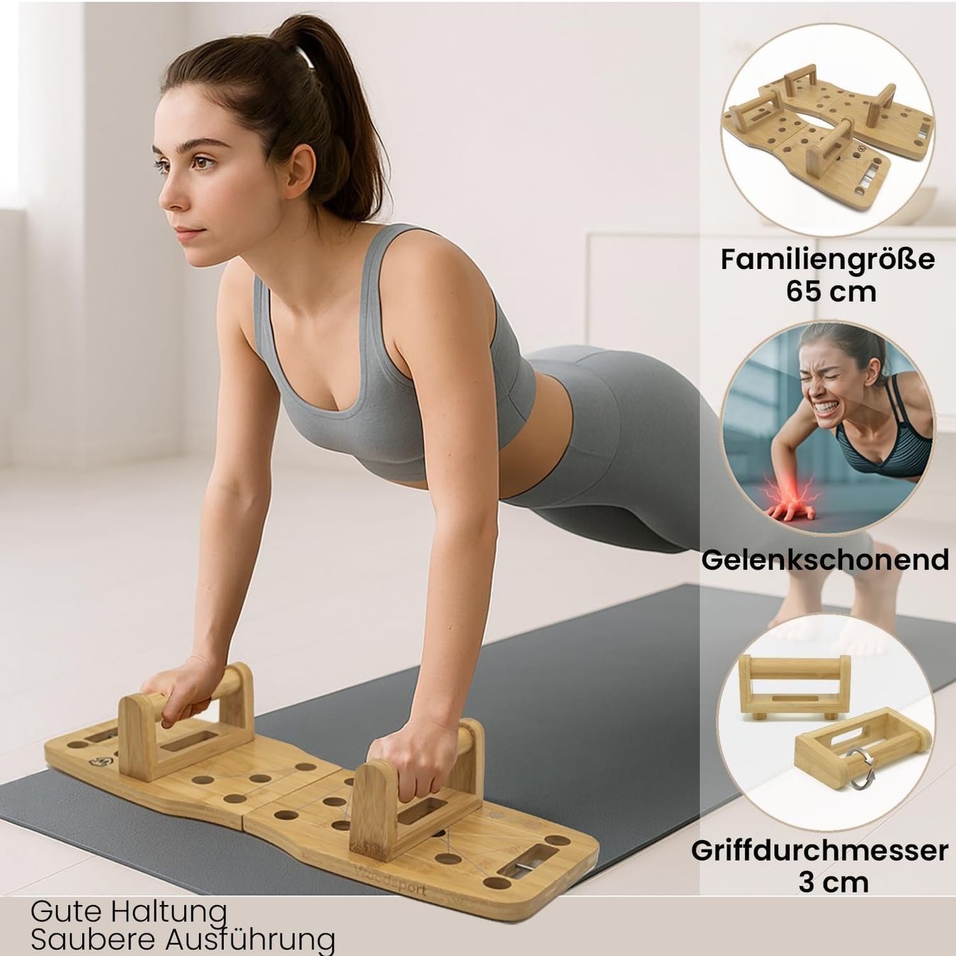 Hometrainer: Liegestützbrett Holz klappbar Push Up Board – Nuovo e nell'imballaggio originale da Suhr venduto da SchnapperCH 1