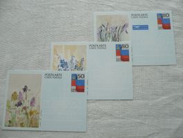FL 1987 3 Postkarten Serie "Fahne FL" LBK 84 - 86, ungebr.
