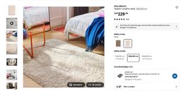 Tapis IKEA VOLLERSLEV à poils longs — blanc — 160 × 230 cm