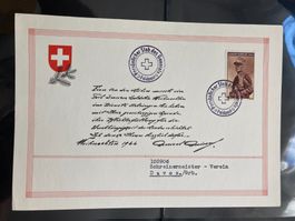 Schweiz 1944 Soldatenmarke Soldatenweihnacht Karte General d