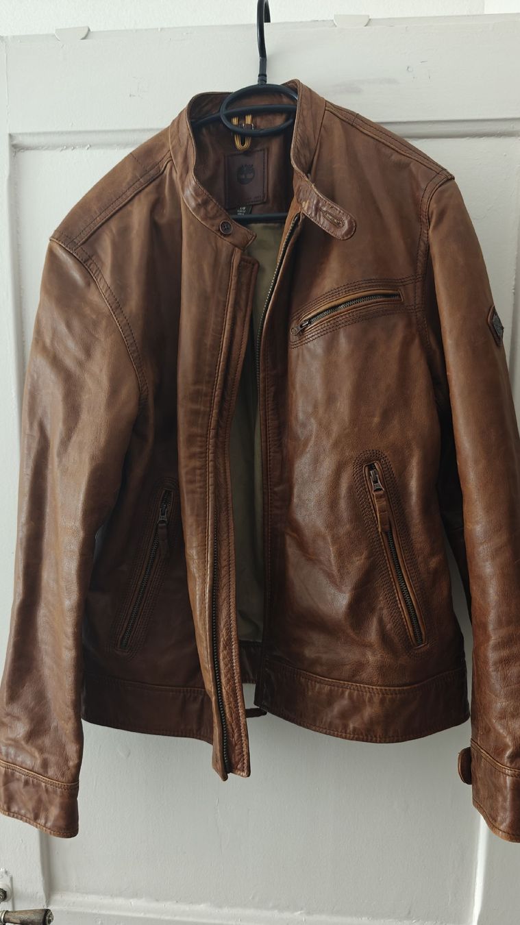 Timberland Giacche: Timberland Leather Jacket -  Brown, Size L – Usato da Vevey venduto da dal_2m29