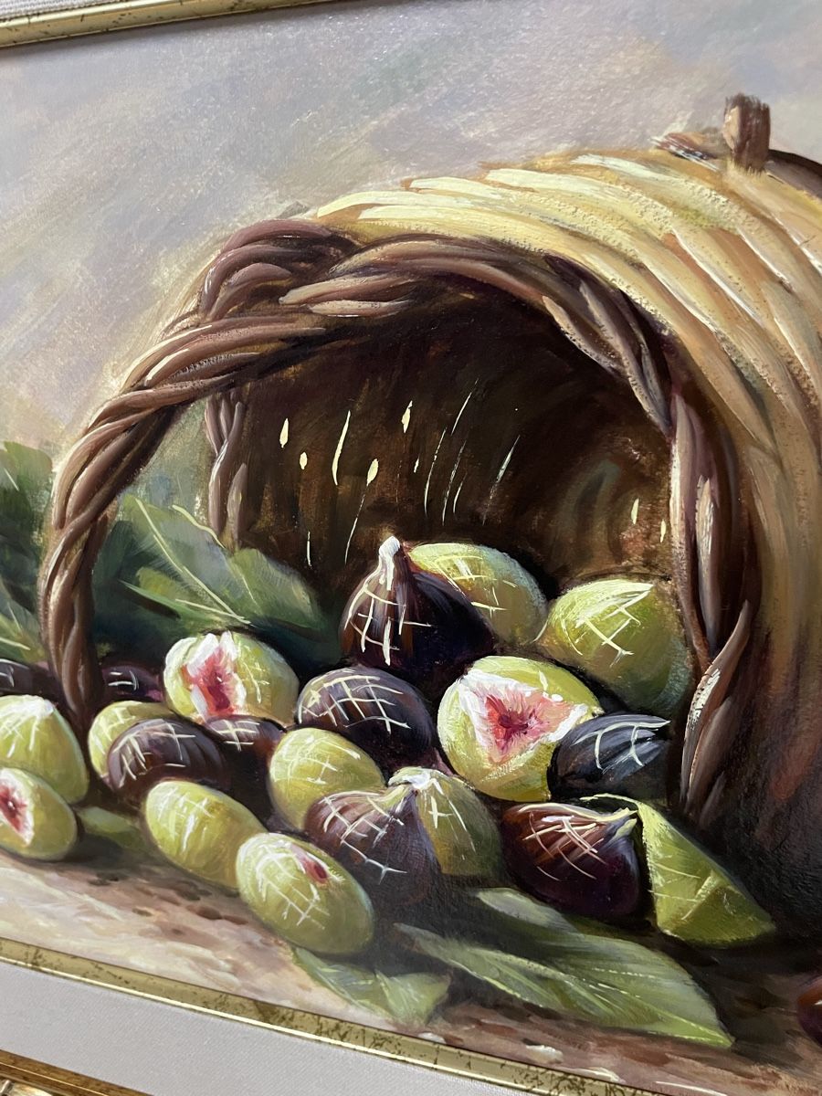 Dipinti: Originales Gemälde "Feigenkorb", gerahmt, 83x53cm. – Usato da Schaffhausen venduto da Lillo80 8