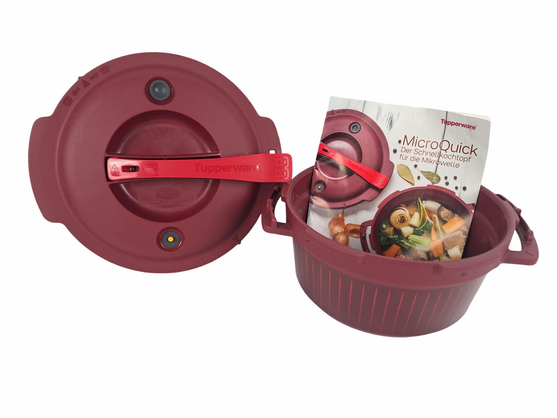 Töpfe: TUPPERWARE MicroQuick Schnellkochtopf 3L bordeauxrot – Neu (gemäss Beschreibung) aus Breitenbach von Restwert_Breitenbach