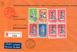 NATIONALSPENDE SONDERFLUG MISCHFRANKATUR SEHR SCHÖN - NB28
