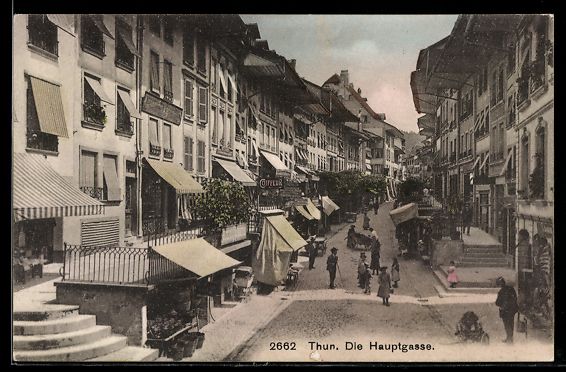 Cartoline postali: AK Thun, Hauptgasse mit Geschäften – Usato da Berlin venduto da bartko-reher