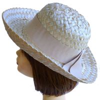 Hut Sommerhut Bast grob geflochten crème VINTAGE 1960s