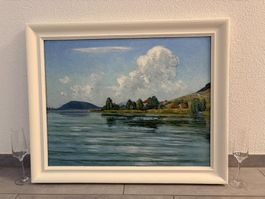 81cmx 66cm/ f.Walter 1945/ Ölgemälde Bielersee wunderschön