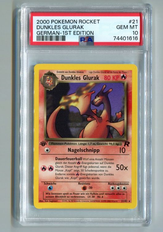 PSA 10 Dunkles Glurak 1.Edition Team Rocket 21/82 Deutsch Kaufen auf Ricardo