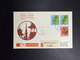 Swissair Erstflugbrief Zürich-Dubai 1976