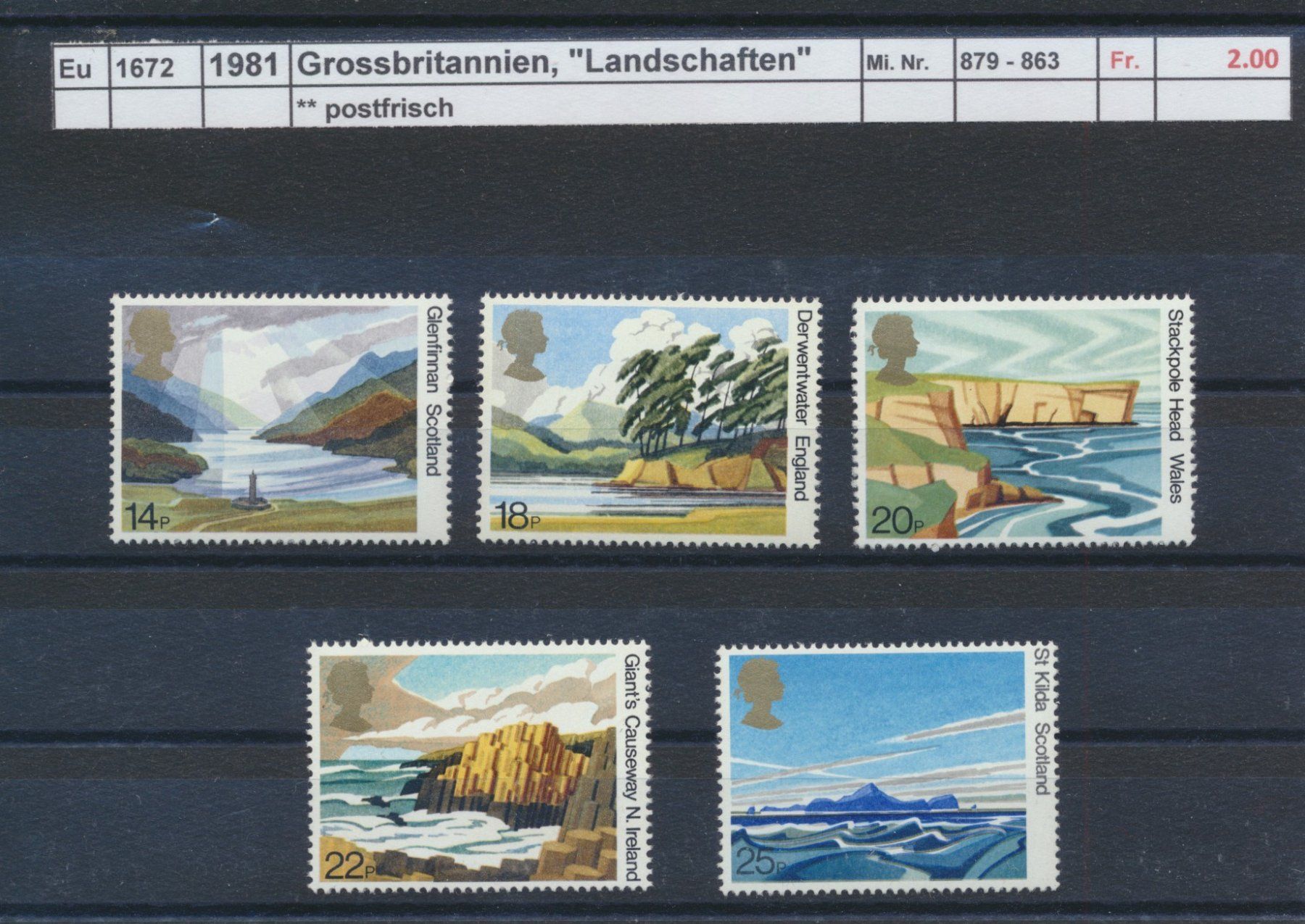 Tous les timbres: 1981 Grossbritannien, "Landschaften", ** postfrisch – Neuf (Voir description) à Winterthur par Zupogeru