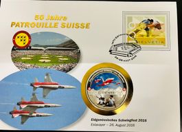 Patrouille Suisse  Numisbrief versilberte Medaille 2016