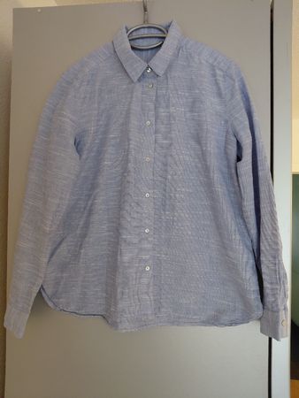 hellblaue Esprit Bluse gerade geschnitten Gr M/L + Schleife