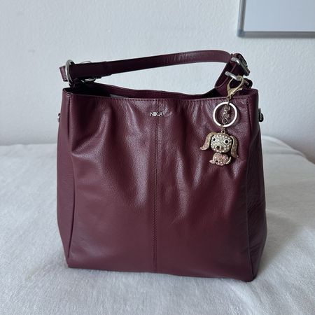 Burgundy Leather Handbag NIKA 