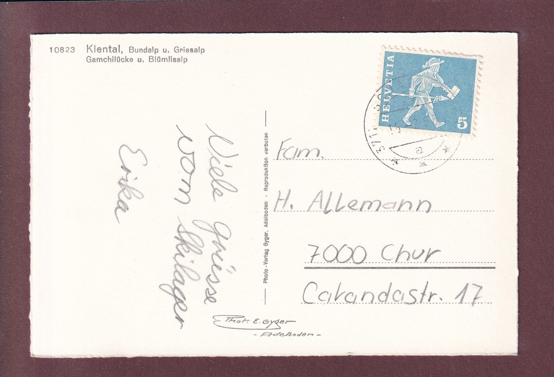 Ansichtskarten: KIENTAL - Bundalp - Griesalp - 1966 – Gebraucht aus Pully von nicecards 1
