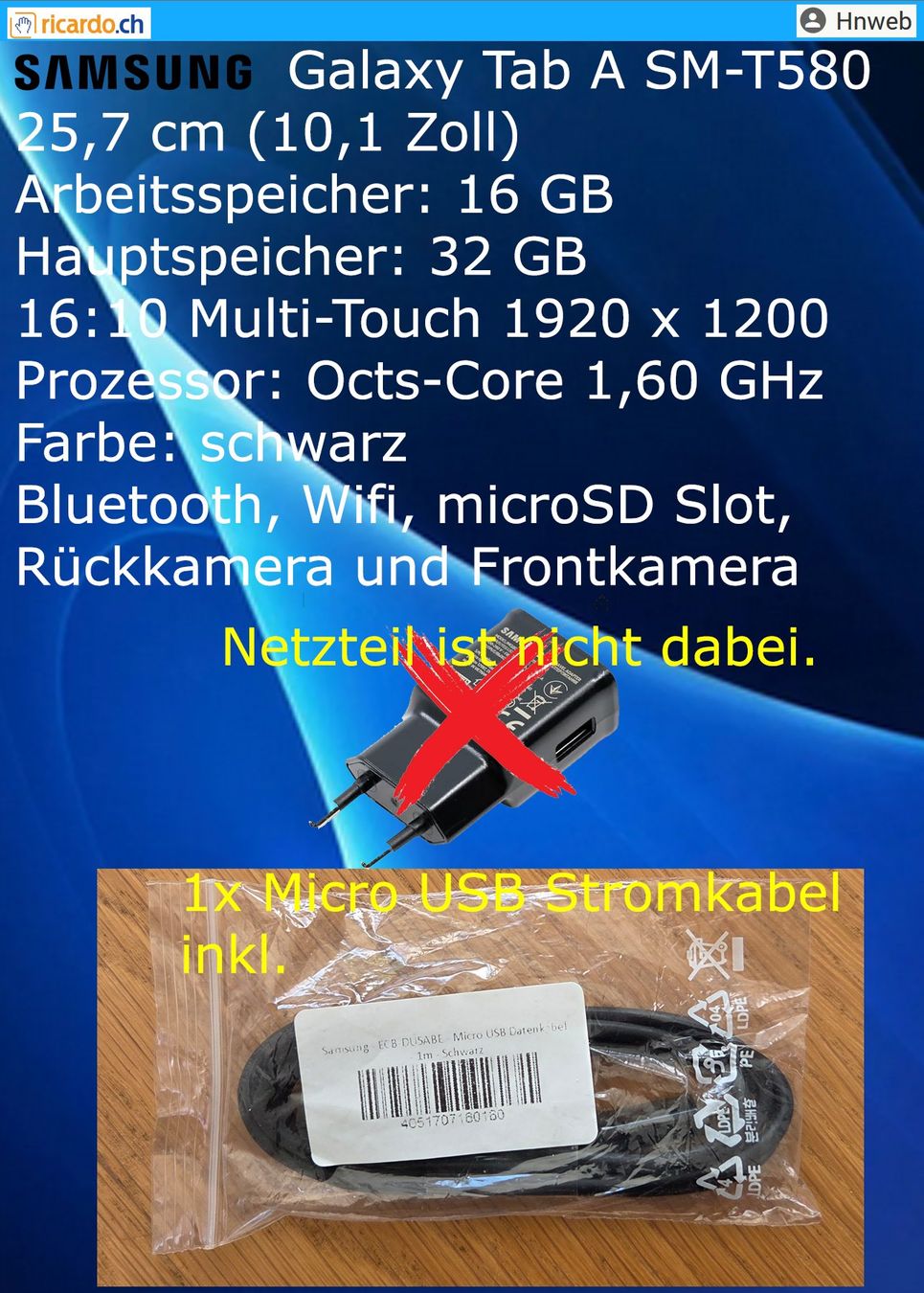 Samsung Tablet PC: SAMSUNG Galaxy Tab A SM-T580 – Usato da Kaisten venduto da Hnweb 8