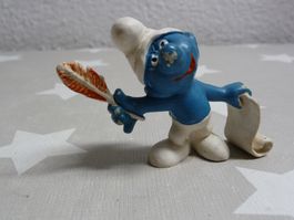 Schlumpf Schlümpfe Dichter mit Blatt und Feder