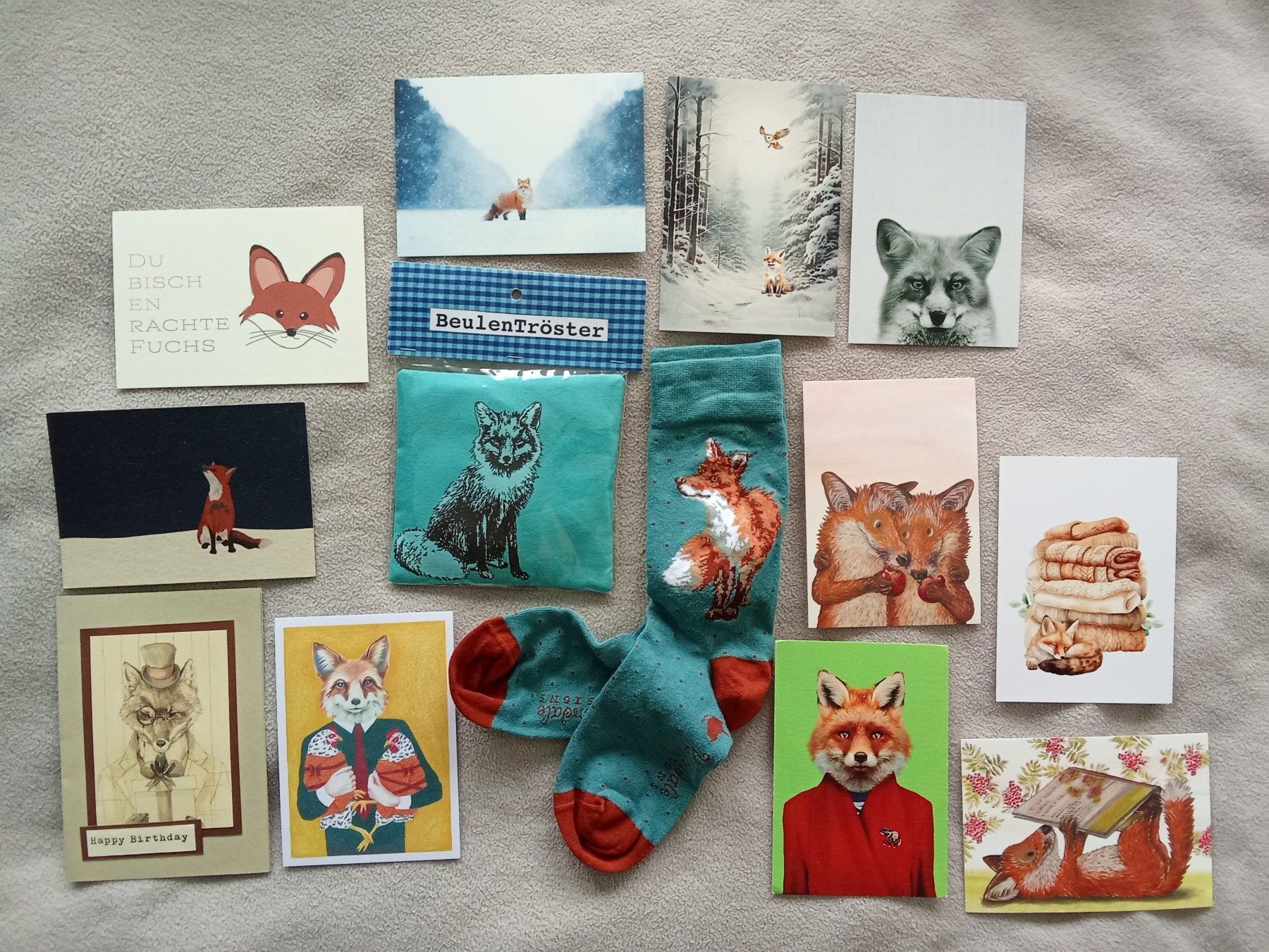 Calze: Für Fuchsfreunde: Beulentröster, Socken, Postkarten als SET – Nuovo (secondo la descrizione) da Rothrist venduto da derailed1987