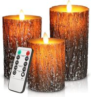 Flammenlose 3 LED Kerzen Pine Bark Cover Batteriebetriebene