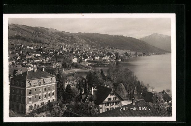 Cartoline postali: AK Zug, Teilansicht mit Rigi, 1932 – Usato da Berlin venduto da bartko-reher