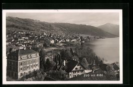 AK Zug, Teilansicht mit Rigi, 1932