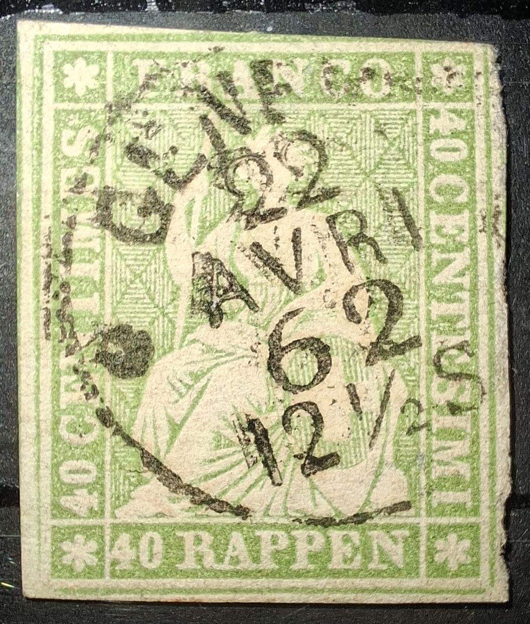 Tutti i francobolli: Strubel 26G Kat. 120.- – Usato da Balgach venduto da SIMEON27
