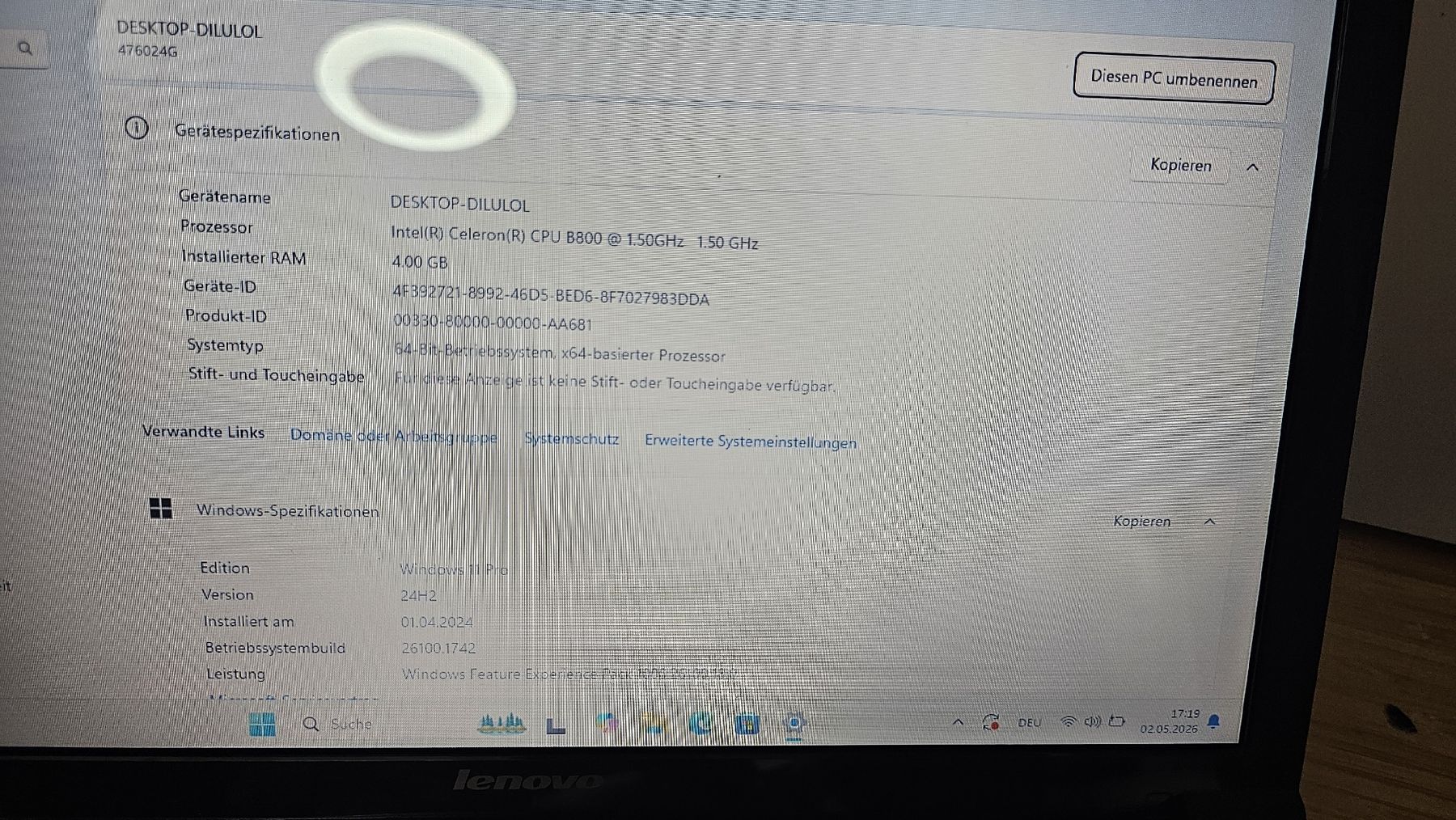 Lenovo Notebooks: Lenovo Laptop, Windows 11 Pro – Gebraucht aus Ehrikon von noa_vyp5 2