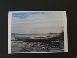 1 Karte / Motiv: Winter Bodensee / Reichenau (handgemacht)