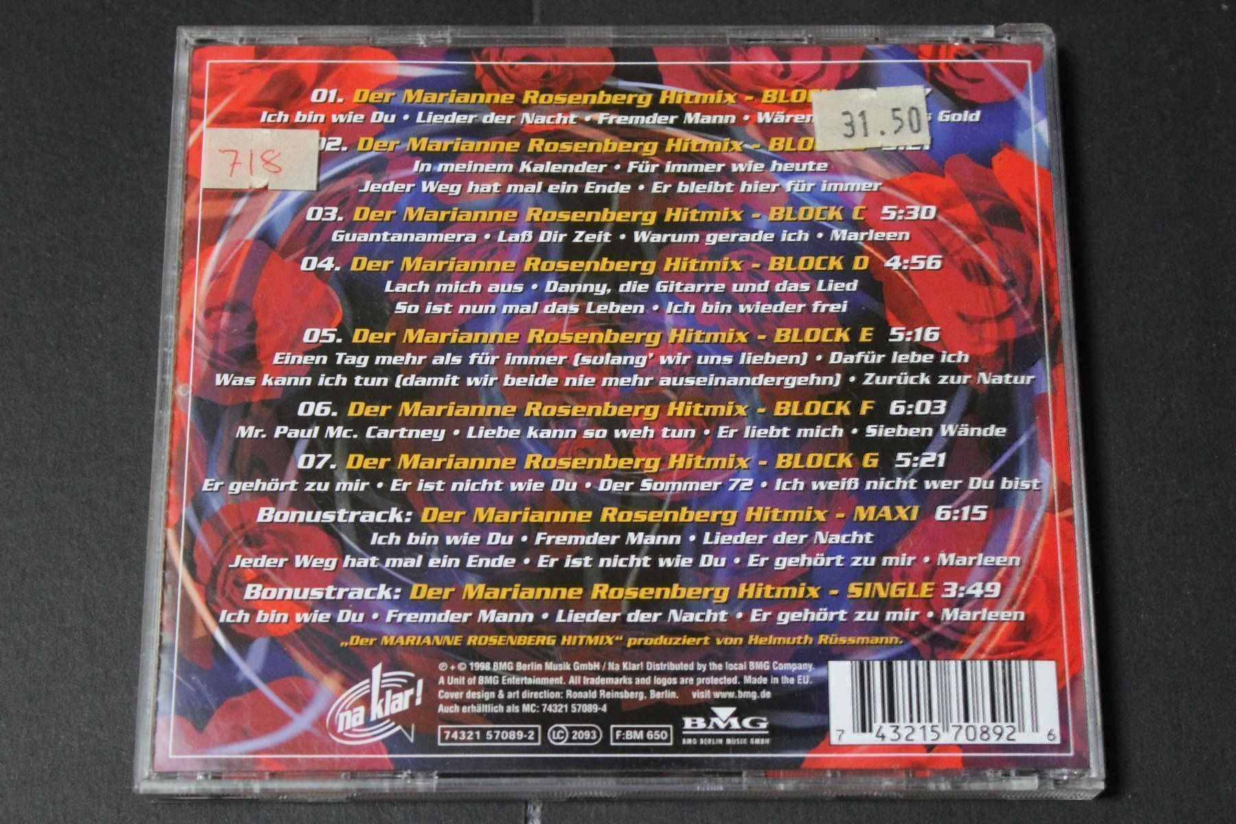 CD: MARIANNE ROSENBERG HITMIX CD vergriffen – Usato da Tübach venduto da JamesStone 2