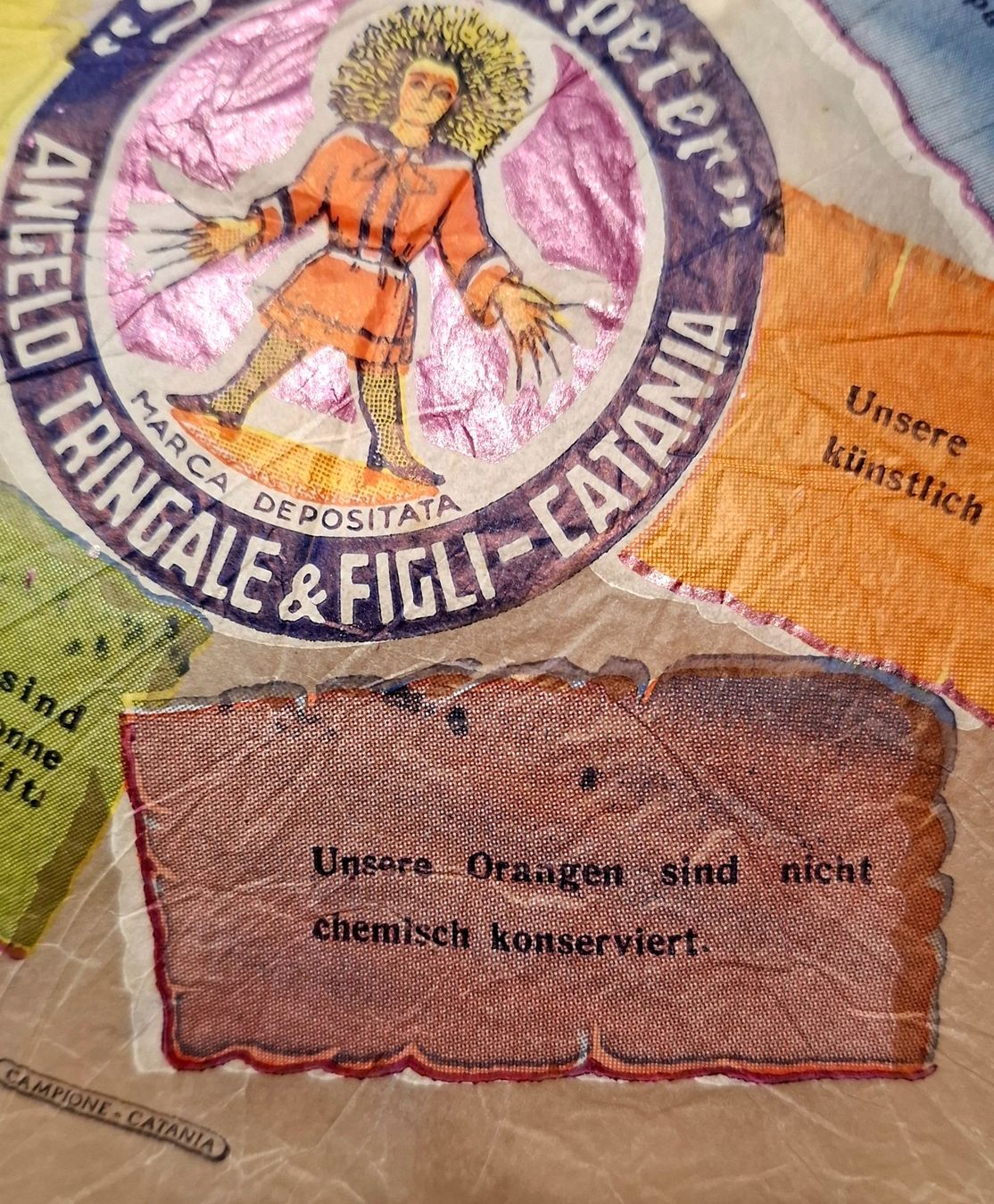 Carta: ALTES, GROSSES ORANGENPAPIER 39 x 39 CM – Usato da Grüningen venduto da Kartensammler 3