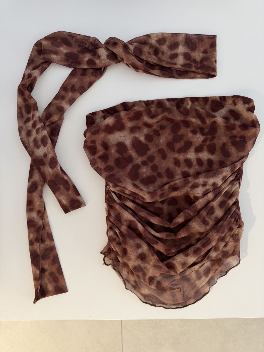 Tops: Top Leopard Print Ruched Sheer Brown  – Neu (gemäss Beschreibung) aus Gränichen von Domsiiiii 1